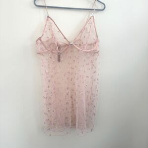 SKIMS Sheer Pink Floral Babydoll Slip Dress Lingerie Tulle Honeymoon Bride Sz XL
